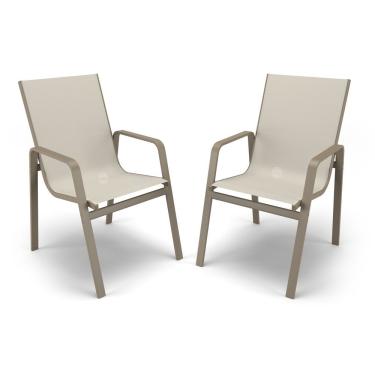 Imagem de Kit 2 Cadeiras Miami Gourmet Alumínio Fendi Tela Bege