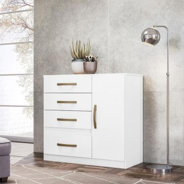 Imagem de Cômoda Sapateira Com 5 Gavetas 1 Porta 98x100cm Vênus Moval Cor:branco Flex