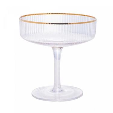 Imagem de Taça De Vidro Coupe C/ Borda Dourada Lines Wollf 200ml