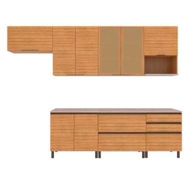 Imagem de Cozinha Completa Bartira Cristal 10 Portas 5 Gavetas 9 Pra Lâmina Mel