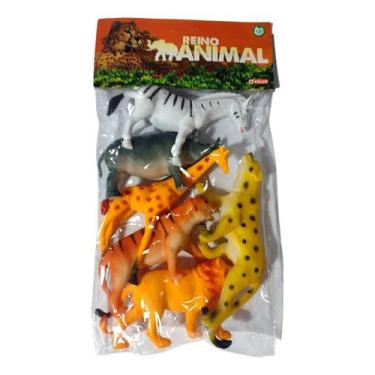 Imagem de Animais Selvagens Borracha Kit Coleção 6 Miniatura Variado - Ark Toys