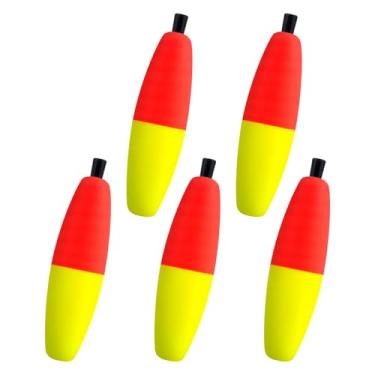 Imagem de Dr.Fish Pacote com 15 boias de espuma de charuto boia de pesca boia boias flutuantes rolhas de pesca para Santee Catfish Rig Crappie água doce água salgada vermelho/amarelo tamanho M 5 cm