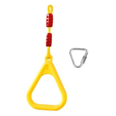 Imagem de menolana Argolas de ginástica para crianças, argolas de puxar, equipamento de treinamento de força sólida, trapézio, pista de obstáculos para casa, acessórios, Amarelo