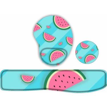 Imagem de Kit Mouse Pad + Apoio De Teclado Coleção Melancia - Estampado, Azul