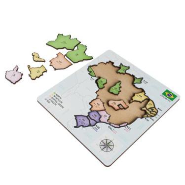 Imagem de QuebraCabeça em MDF Mapa do Brasil Mapas Temáticos para Aprender Brinc
