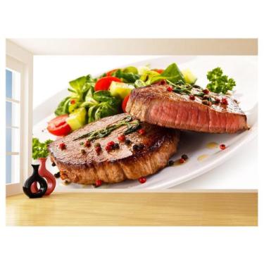 Imagem de Papel De Parede Alimentos Carne Churrasco Bife 3,5M Al298 - Você Decor