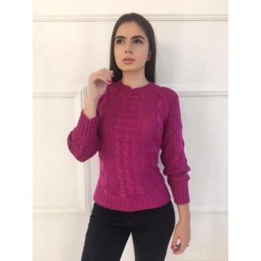 Imagem de Blusa feminina tricot inverno- 1154 mimo malhas, Fuscia, M