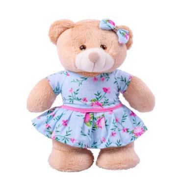 Imagem de Ursa Princesa em pé Tamanho M - Pandora Baby Enxovais, Floral azul