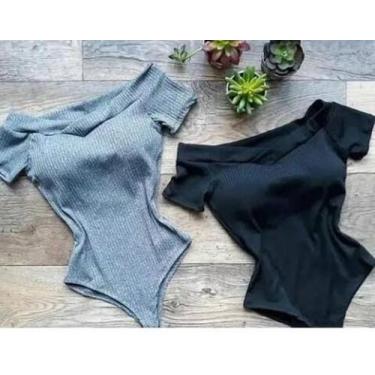 Imagem de Body feminino malha canelada manga curta ombro a ombro - MODA FILO, Pi