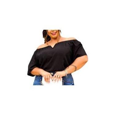 Imagem de Blusa duna ombro a ombro plus size decote V tendência feminina - Filó 