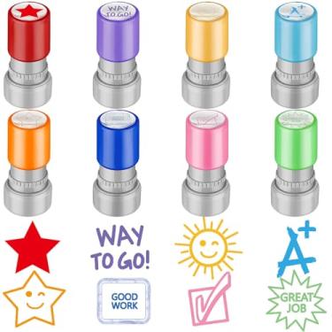 Imagem de Leinuosen Carimbos de professores com autotinta, motivacional, presente de agradecimento para professores, sala de aula, teste de comportamento, recompensa de alunos, assinatura de 8 pacotes