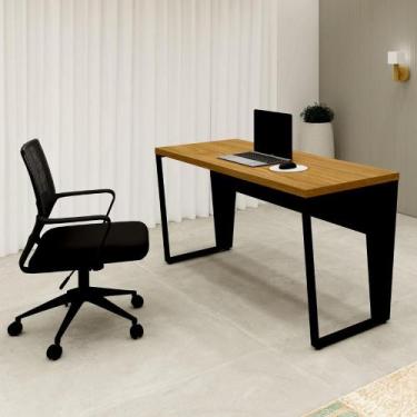 Imagem de Escrivaninha 1,50m x 0,60m Pés Metal e Cadeira Diretor F5 - F5 Office,