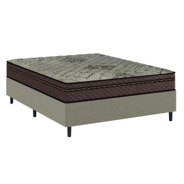 Imagem de Cama Box Casal Colchão Com Molas Ensacadas Tokio 138x188x63cm Marrom/Bege Umaflex
