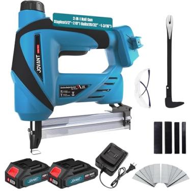 Imagem de jovant Pistola De Pregos Alimentada Por Bateria, Sem Fio, Com 2 Baterias Íons Lítio 2,0 Ah, Removedor Grampos Elétrico 20 V Em 1, Pregador Brad Para Estofados, Carpintaria E Marcenaria