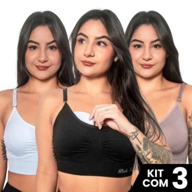Imagem de Kit 3 Sutiãs Top Confort Com Bojo Removível Ajuste Perfeito Para Ativi