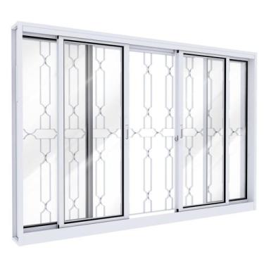 Imagem de Janela de Aço com Grade Mosaico e Fecho Embutido Facilita Lucasa