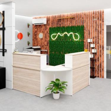 Imagem de Balcão Atendimento de Canto em L Recepção Consultório 120x60cm - Netmo