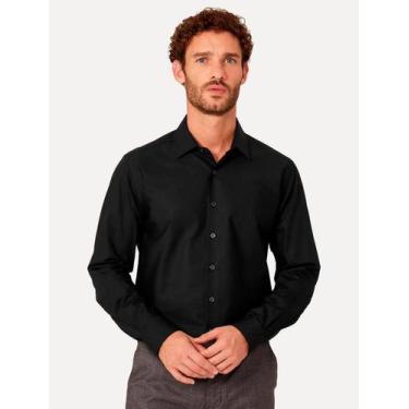 Imagem de Camisa Dudalina Masculina Slim Tricoline Lisa Preta, M/M