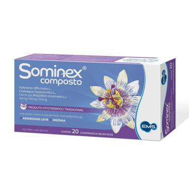 Imagem de Sominex Composto 40mg + 30mg + 50mg Ems Calmante Fitoterápico 20 Comprimidos Revestidos