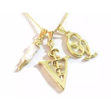 Imagem de Colar Cordão Gargantilha Veterinária Seringa Folheado