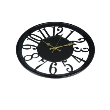Imagem de Relógio De Parede Minimalista Decorativo Preto 30,5cm Vazado