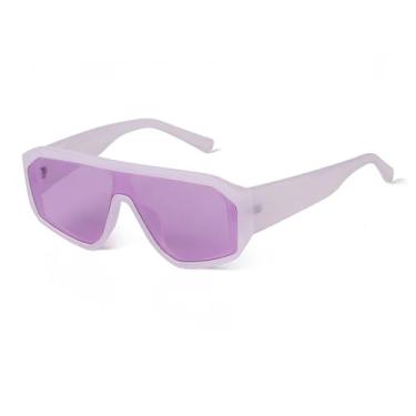 Imagem de Óculos de sol femininos retangulares com lentes espelhadas UV400 Trend BigMen Shades, C11