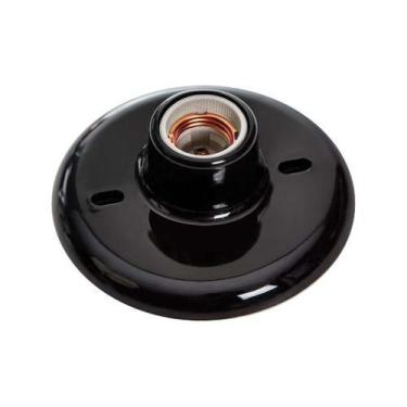 Imagem de Plafon Soquete E27 Preto com Bocal de Porcelana - Tensão Máxima 250v -