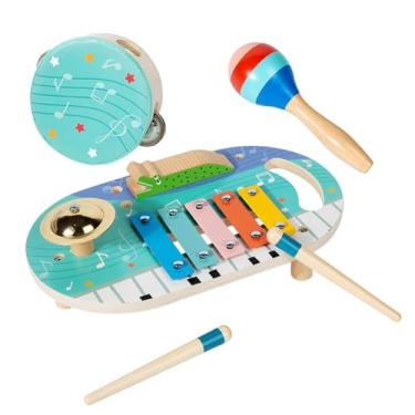 Imagem de simhoa Conjunto de instrumentos musicais infantis com martelo, kit de bateria educacional pré-escolar, instrumentos de percussão para maiores de 3 anos,