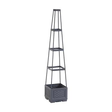 Imagem de Ioensy Caixa de plantio com treliça, vaso de plantas com rodas, vaso de flores portátil, criativo, gaiola de tomate, canteiro para pepino, escritório, a 28cmx28cmx140cm