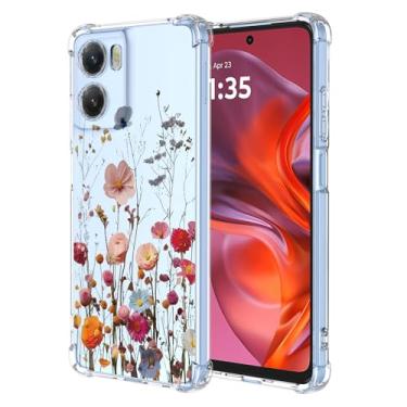 Imagem de RRXSYXL Capa para Moto G05, Moto E15 com estampa floral transparente, capa macia à prova de choque, linda flor, G05