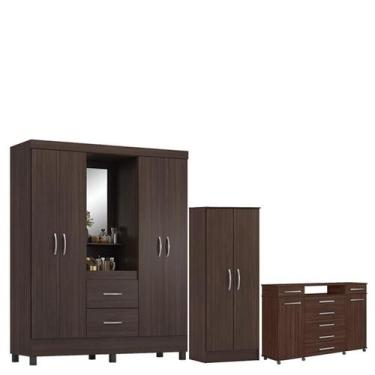 Imagem de Guarda Roupa Casal Capelinha Lord com Multiuso Viena com Cômoda London