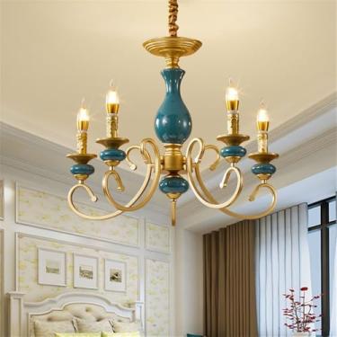 Imagem de Candelabro de Vela Europeia LED Americana Retro Cerâmica Sala de Estar Restaurante Quarto Estudo Villa Hotel Café Lâmpada Pendente (C 5 Luzes)