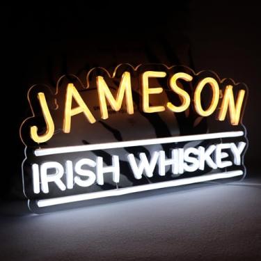 Imagem de WonderfulLife Letreiro De Néon Uísque Para Jameson Em Bar, Pub, Caverna Masculina Ou Festa, Luz Led Brilhante, Decoração Garagem Adequada, Display Comercial, Alimentação Usb 5 V, Fácil Pendurar.
