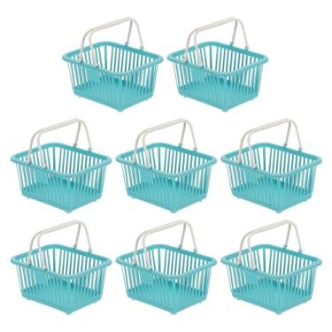 Imagem de PATIKIL 8 peças de cesta pequena de plástico, mini cesta de armazenamento de mercearia pequenas cestas de compras com alça organizadora água filtrada para organizar brinquedos, frutas, legumes