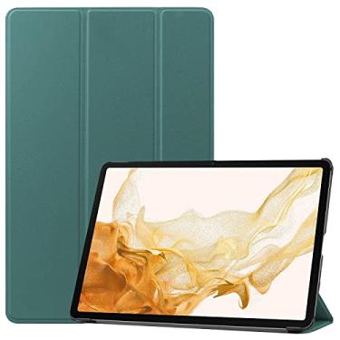 Imagem de Capa inteligente para Samsung Galaxy Tab S10+ 2024/Tab S9 FE+/S9+ 2023 de 12,4 polegadas, capa inteligente Ratesell leve com suporte triplo com função despertar/hibernar automático, verde escuro