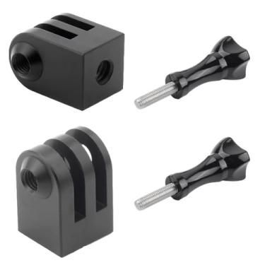 Imagem de ThtRht Pacote com 2 mini adaptadores de tripé de alumínio para câmeras de ação com base de rosca de 1/10.2 cm para GoPro 12 11 10 9 Insta360 X3 X4 Sjcam DJI