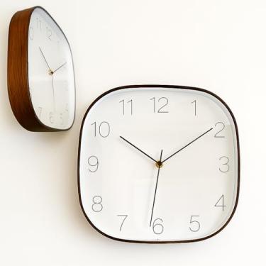 Imagem de Relógio de Parede Decorativo com Moldura Cor de Madeira e Design Minimalista – Silencioso, Moderno e Elegante – Ideal para Sala, Cozinha ou Escritório (marron escuro)