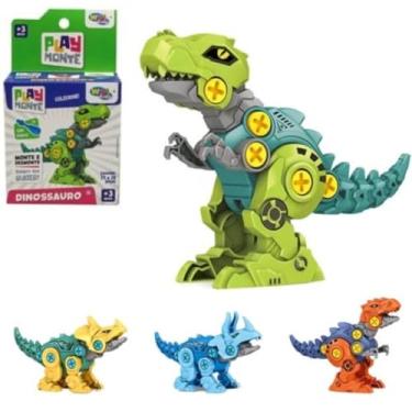 Imagem de Dinossauro ROBO Brinquedo Infantil Monta Desmonta Parafusos Chave EDUCATIVO COLECIONAVEL DINO MONTE CRIATIVO DESENVOLVE HABILIDADES MOTORAS 27PÇS 12CM