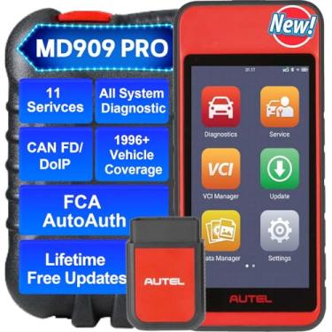 Imagem de Autel MaxiDiag MD909 PRO Tablet de diagnóstico sem fio para todos os sistemas – tela sensível ao toque Android, 11 serviços, suporte CAN FD/DoIP, veículos EUA/asiáticos/europeus, FCA AutoAuth