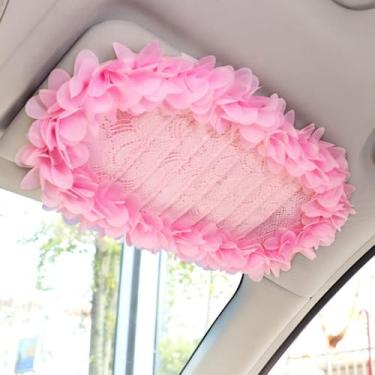 Imagem de Lindo estojo de armazenamento de CD fofo, clipe organizador de viseira de sol de renda de pelúcia, bolsa de bolso multifuncional para cartão, universal para carro (1)