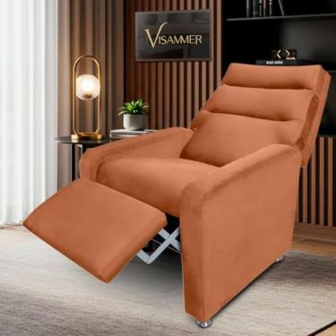 Imagem de Poltrona do Papai Reclinavel Confortavél Estofada com Espuma Tecido Veludo Idosos Sala (terracota)