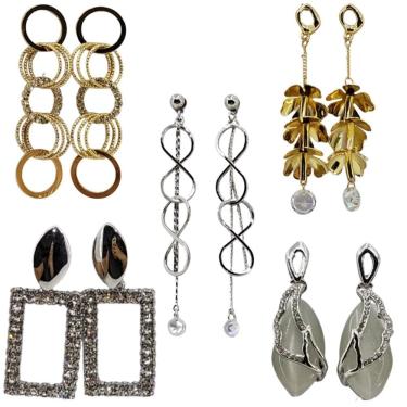 Imagem de Kit 05 pares de Brincos Folheados a Ouro ou Ródio Branco