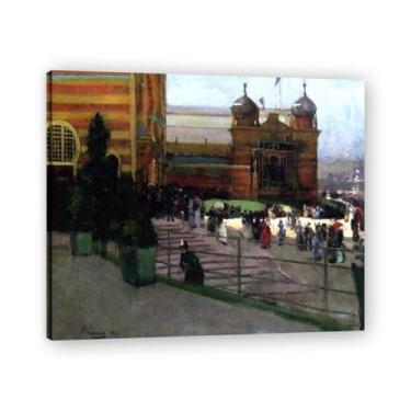 Imagem de From The Verandah John Lavery Iconic Realist Portrait & War Scene Canvas Art – Decoração de parede irlandesa atemporal para casa emoldurada 30 x 36 cm