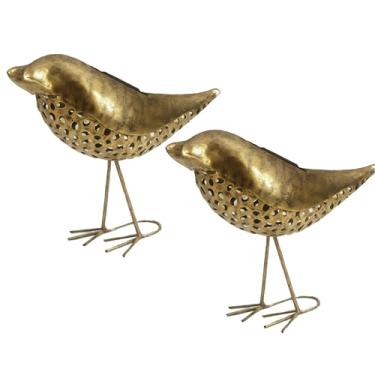 Imagem de YOSION Luzes solares para pássaros de jardim, 2 unidades de estatuetas decorativas de metal, iluminação de caminho ao ar livre para quintal e pátio
