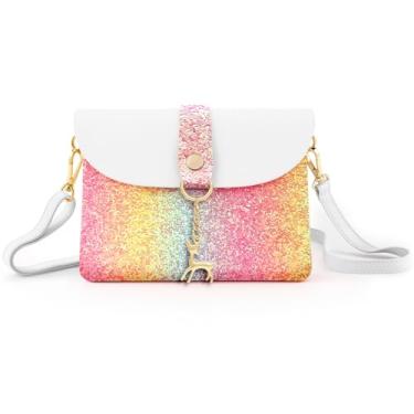 Imagem de AISPARKY Pequena bolsa transversal, bolsa pequena de couro PU para meninas com pingente com alça/alça de corrente dourada, Lantejoula granulada