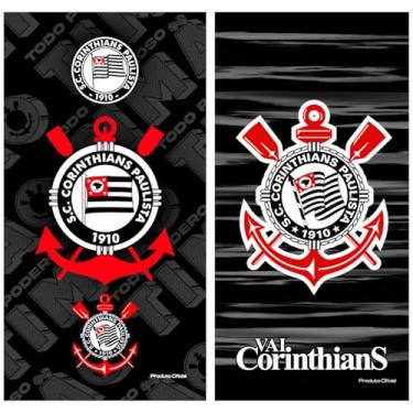 Imagem de Kit 2 Toalhas Corinthians Veludo Estampadas Banho Praia e Piscina Oficial Licenciado