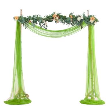 Imagem de BOYOUTH Cortinas de voile transparente para casamento, cortina de tule longo de tule para festas de aniversário, cerimônia, recepção, palco, decoração, grama, verde, 150 x 600 cm, 1 painel