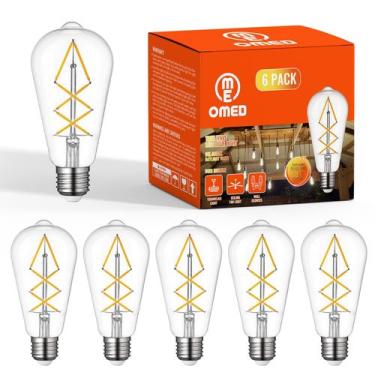 Imagem de Lâmpadas LED Edison OMED Fishbone Filament 6W 4000K E26, pacote com 6