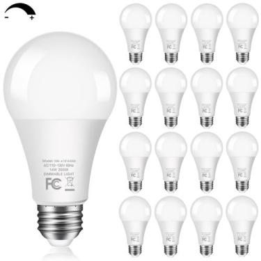 Imagem de Lâmpadas GOZIG, pacote com 16 lâmpadas A19 LED 14W 1500LM 3000K regulá