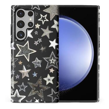 Imagem de ilikediy Capa para Samsung Galaxy S24 Ultra, HL2 Aesthetics Linda Estrela Negra Híbrida 2 Camadas Capa Rígida Design Padrão de Silicone Capa Protetora